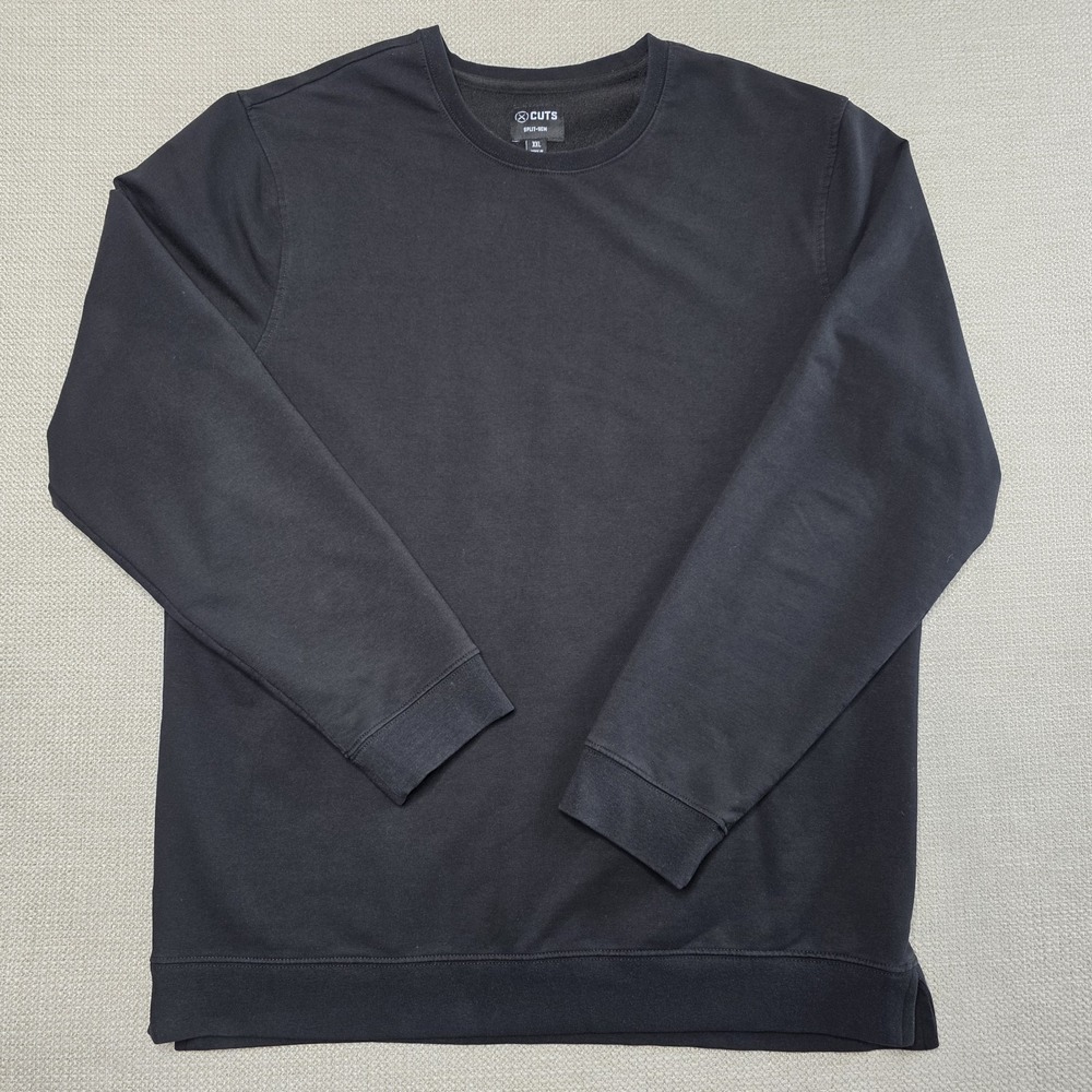 CUTS Sweatshirt Split Hem Fleece Crew Hyperloop Pullover Signature Black Men XXL